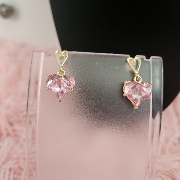 NWoT! Pink Heart Pendant Necklace and Earrings Set (P1) - Picture 6 of 6